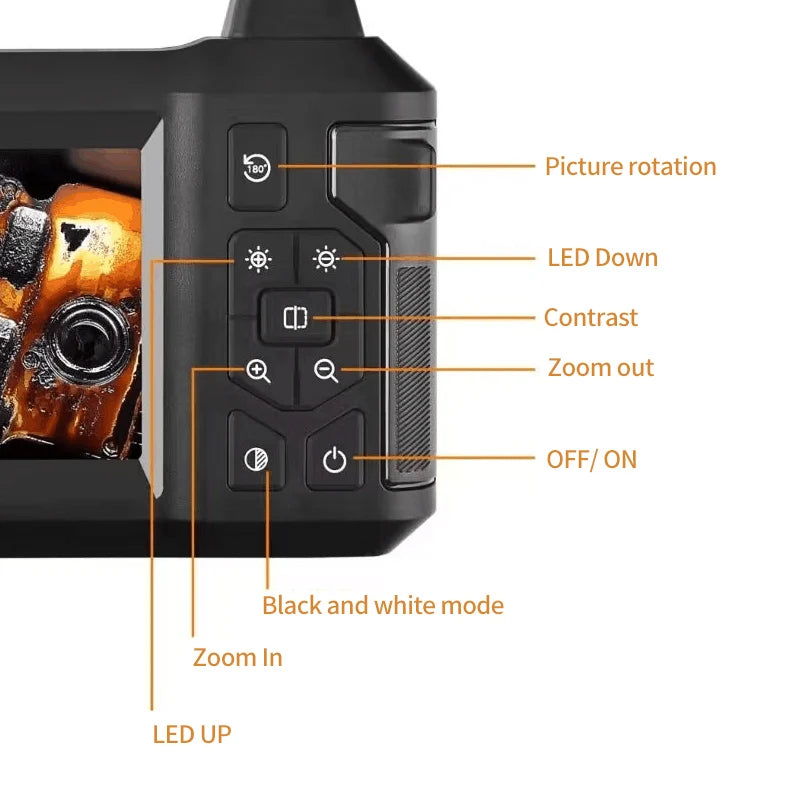 4.3" IPS LCD Borescope Sewer Camera 1080P Handheld IP67 Waterproof Snake Camera with 8 LED Lights for Car Home Automotive