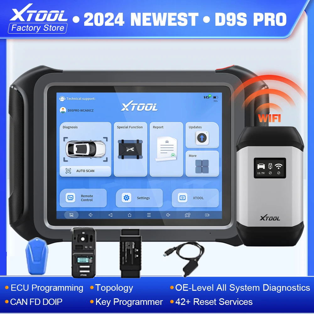 XTOOL D9S Pro Upgraded of D9Pro Car Diagnostic Tools ECU Online Programmer FCA Auto Auth  Active Test 42 Services CAN FD DoIP