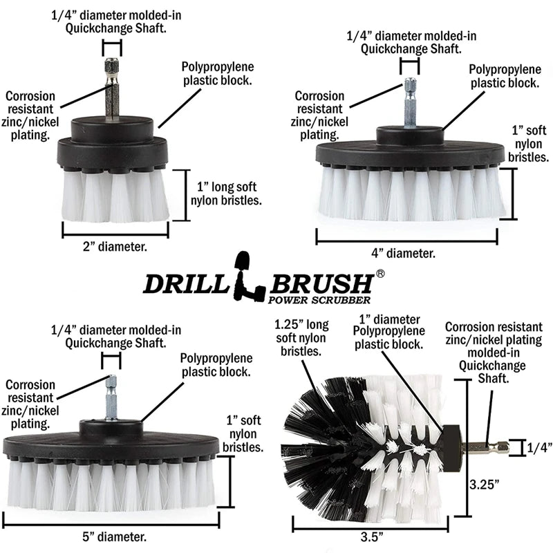 Outil de Nettoyage de Brosse de Forage de 4 PièCes pour le Nettoyage, le RéCurage et le Nettoyage de Voiture, Brosse de Baignoir