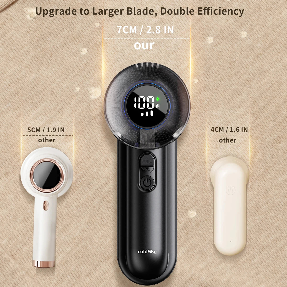 coldSky Rechargeable Fabric Shaver Electric Lint Remover with Digital Display Sweater Shaver Lint Shaver for Clothing Blanket