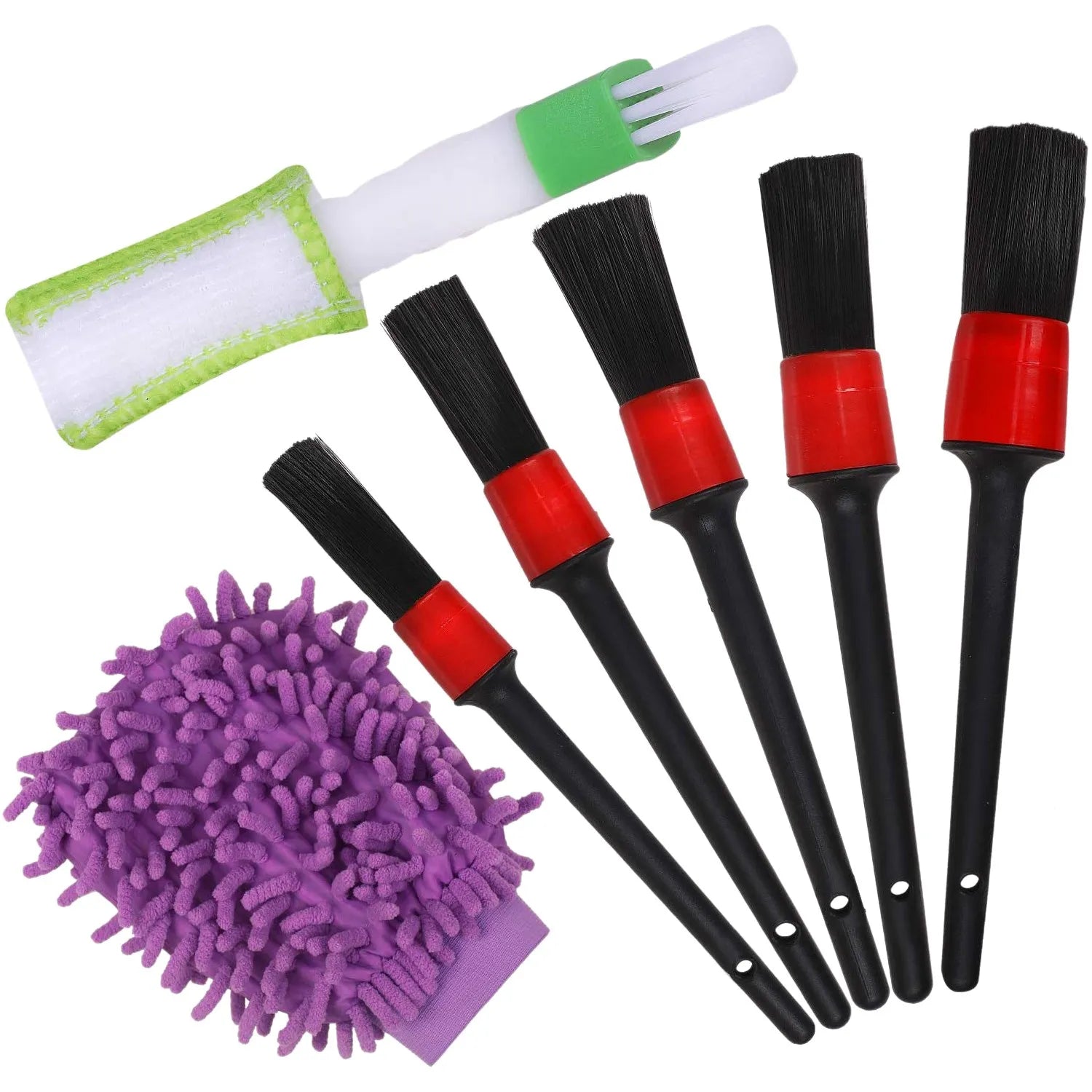 Brosses de Nettoyage de Voiture avec Gant de Lavage de Voiture - Brosses de Nettoyage de DéTail Automobile Brosses de Nettoyage