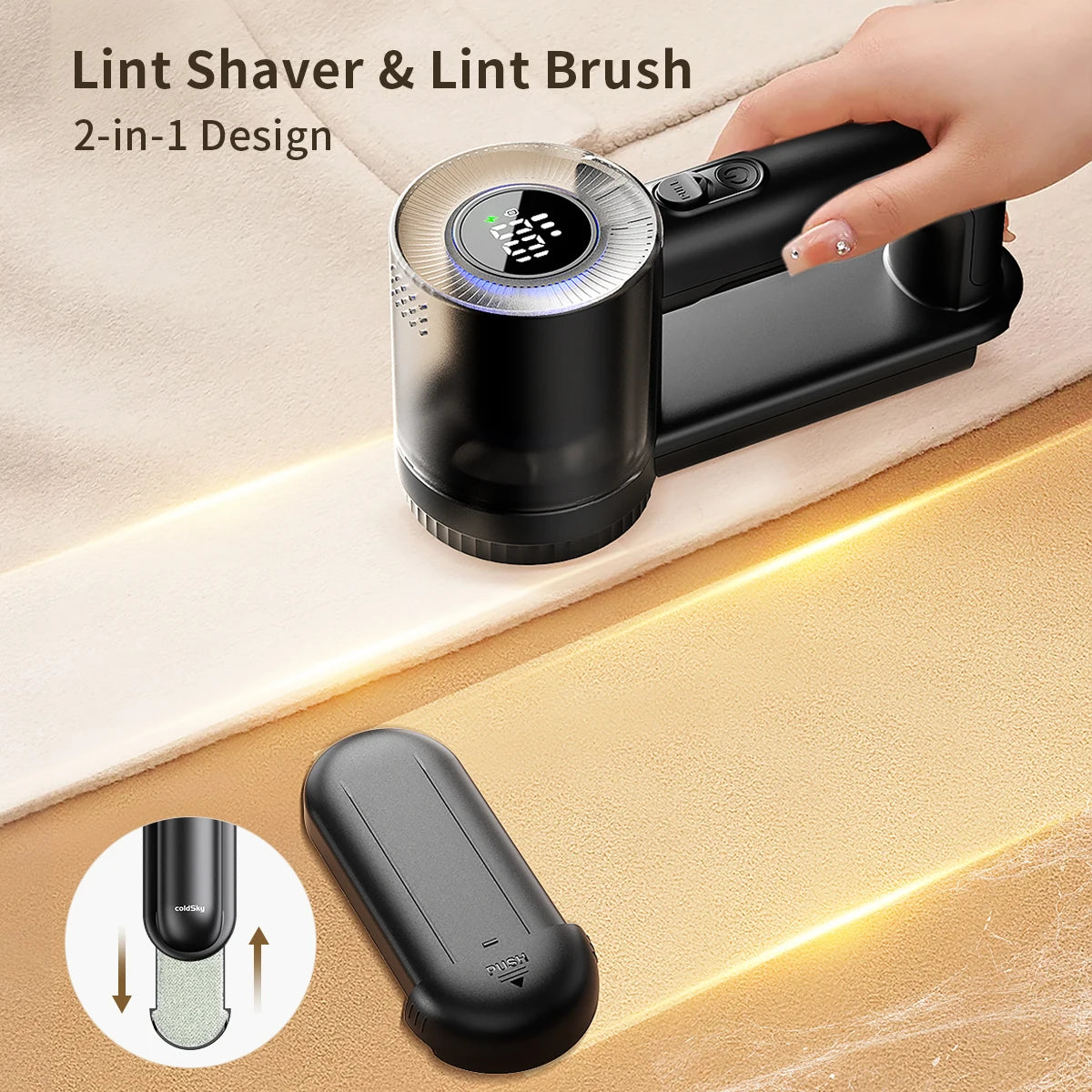 coldSky Rechargeable Fabric Shaver Electric Lint Remover with Digital Display Sweater Shaver Lint Shaver for Clothing Blanket